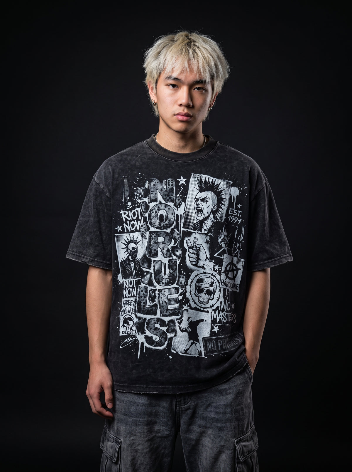 NORULES No Masters Acid Wash Longsleeve - Black Smoke