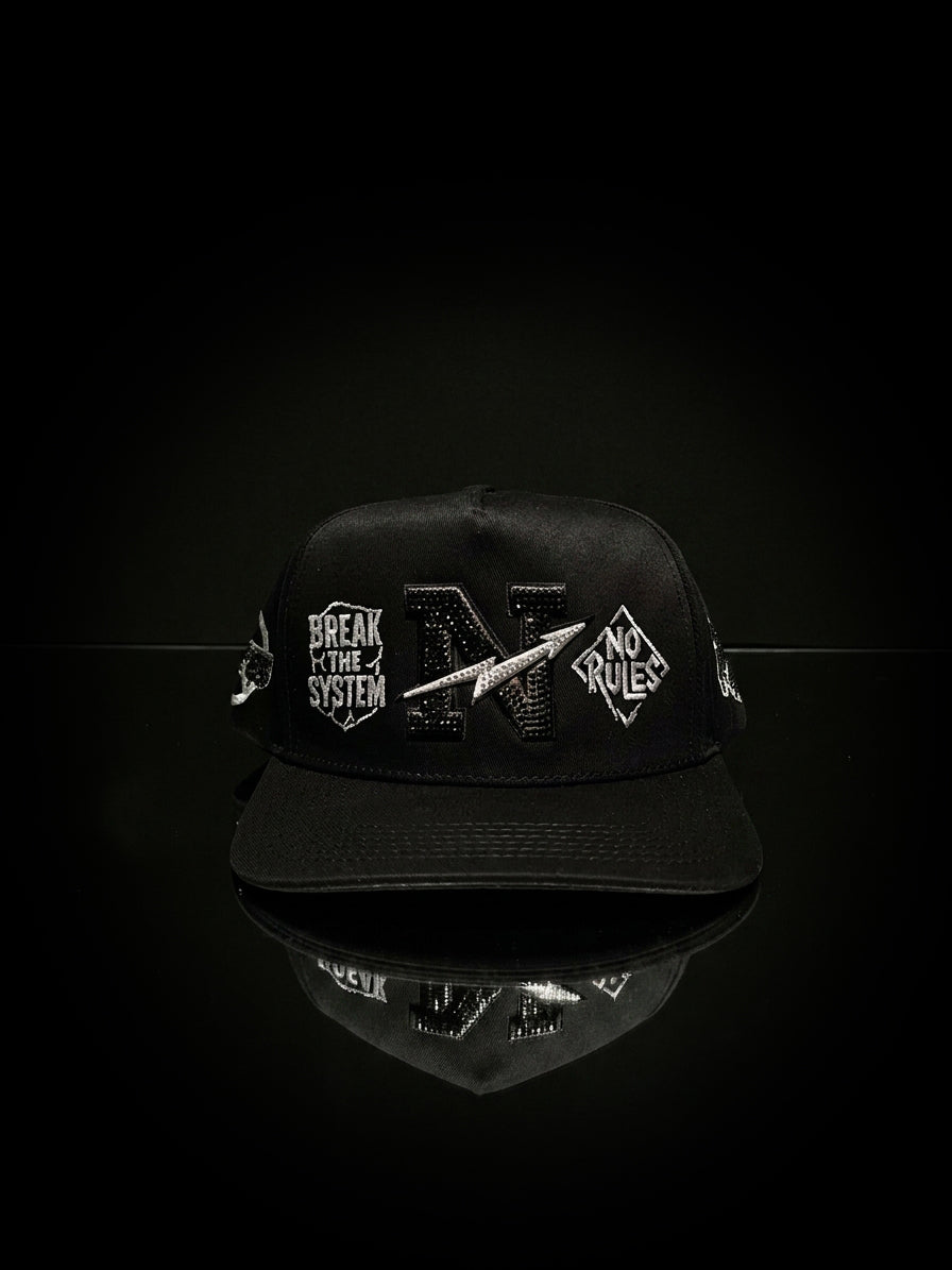 Norules Cap Black & Black (Silver Metallic)