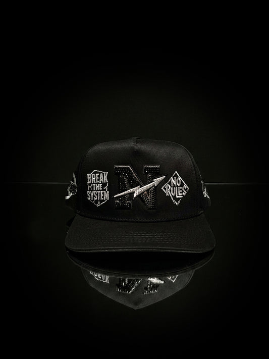 Norules Cap Black & Black (Silver Metallic)