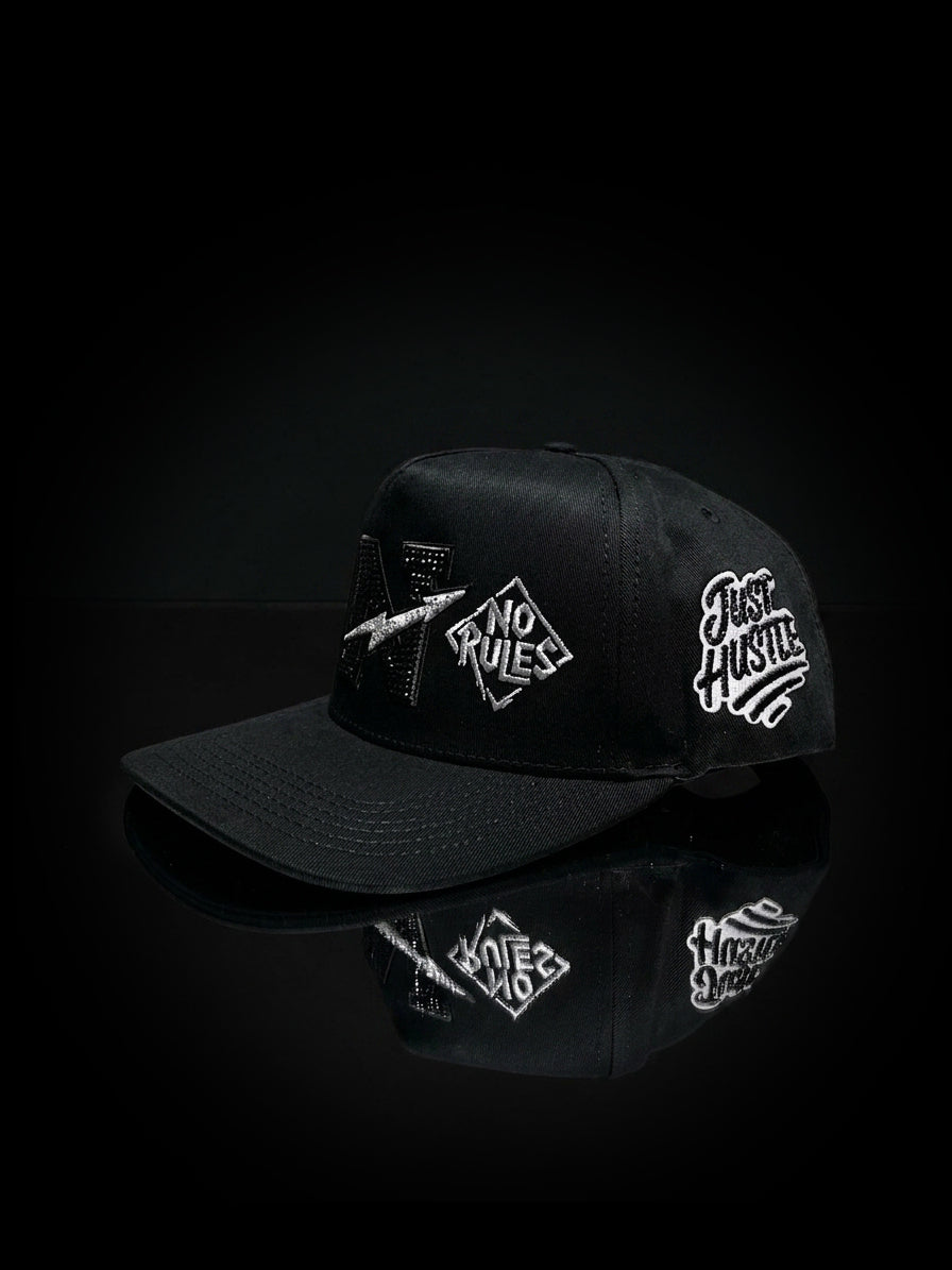 Norules Cap Black & Black (Silver Metallic)