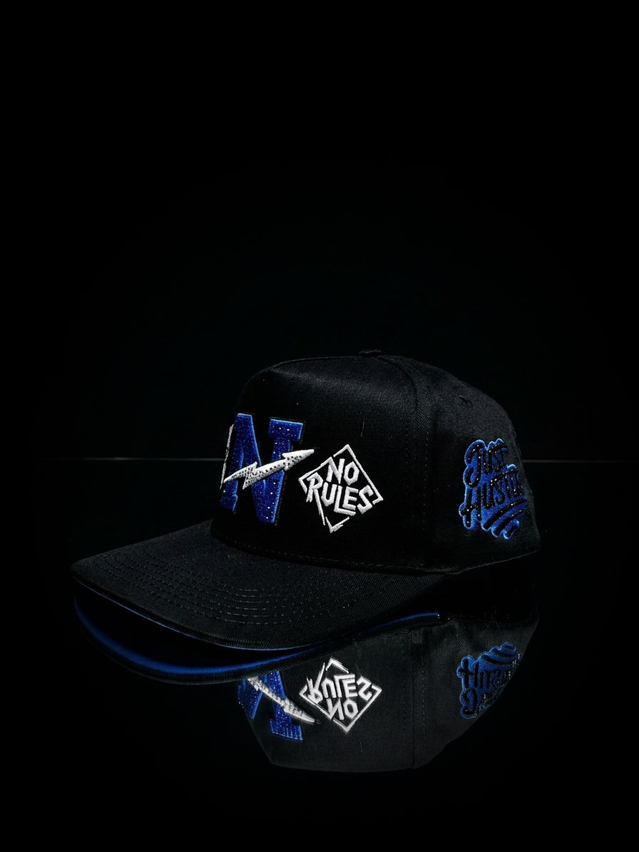 Norules Cap Black & Black (Blue "N" Accent)